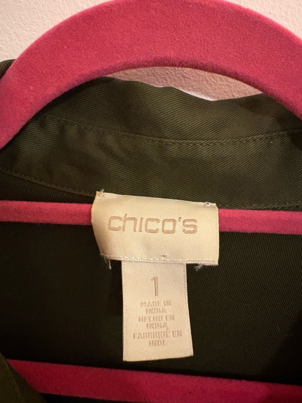 Chico’s Olive Green Embroidered Utility Jacket Size 1 (M) - Picture 5 of 5